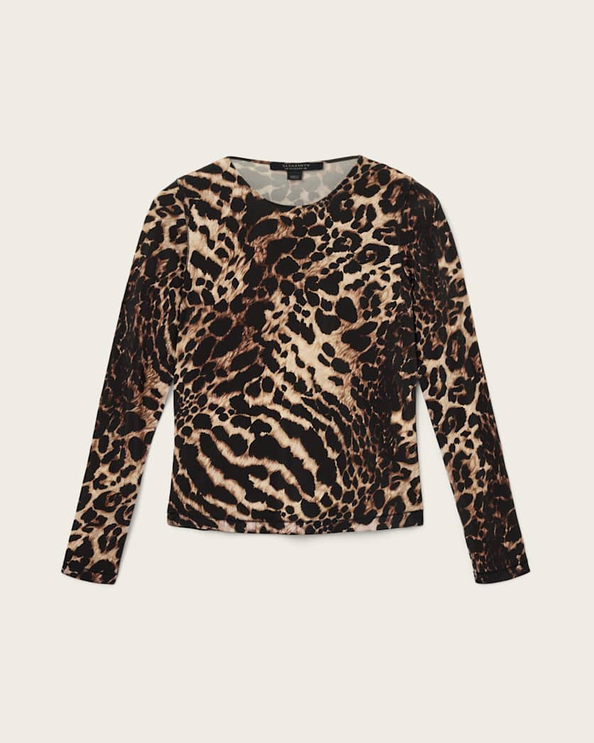 AllSaints Katlyn Bodycon Fit Top Women's Pardus Honey Brown Women's