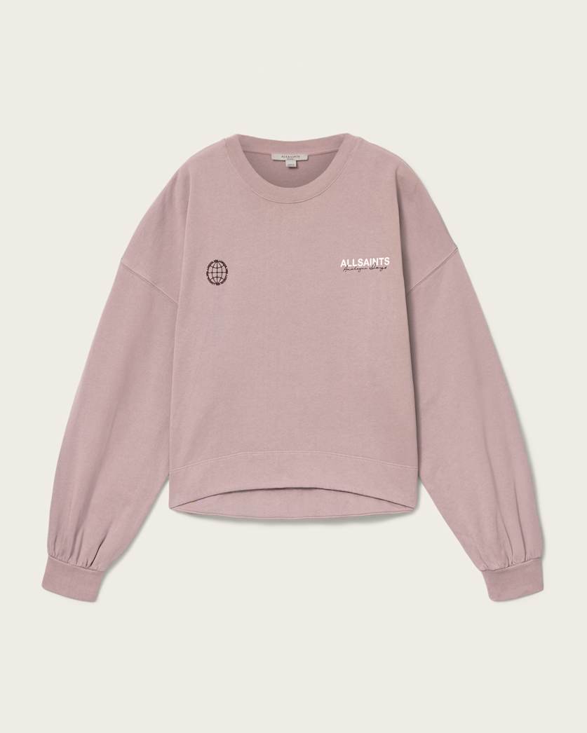 AllSaints Emblem Oversized Lila Sweatshirt Women's Dusty Lilac Women's