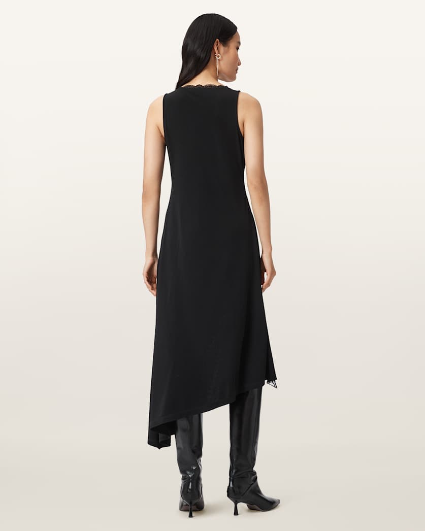 AllSaints Lailey Asymmetric Dress Women's Black Women's