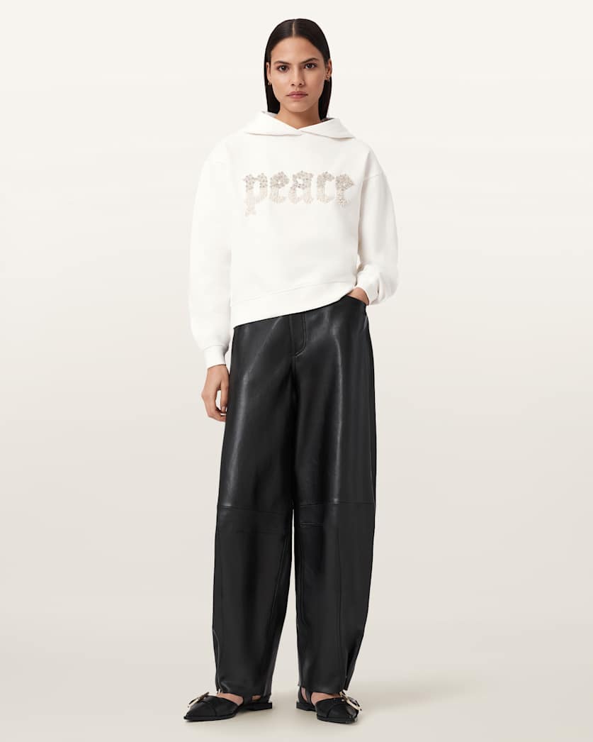 AllSaints Peace Pippa Embellished Hoodie Women's Optic White Women's