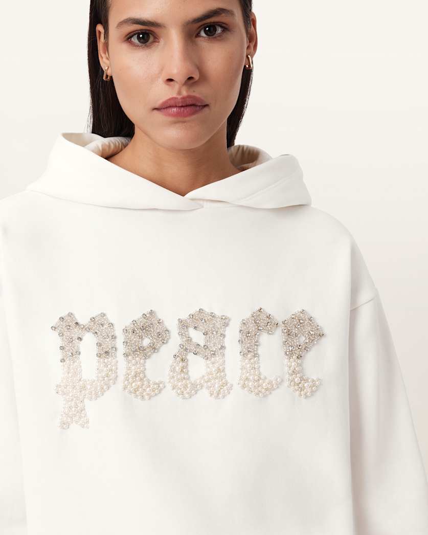 AllSaints Peace Pippa Embellished Hoodie Women's Optic White Women's