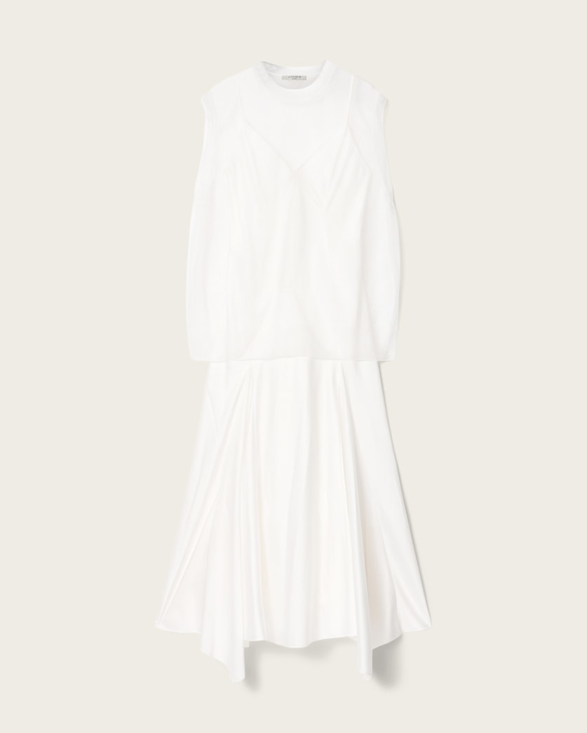 AllSaints Ava Sleeveless Satin Midi Dress Women's Chalk White Women's