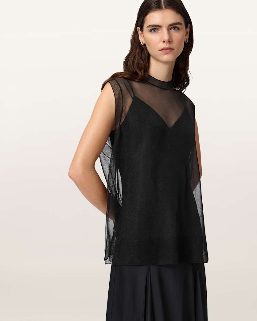 AllSaints Ava Sleeveless Satin Midi Dress Women's Chalk White Women's