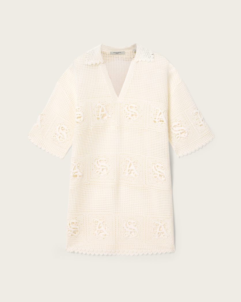 AllSaints Kyra Open Knit Mini Dress Women's Chalk White Women's