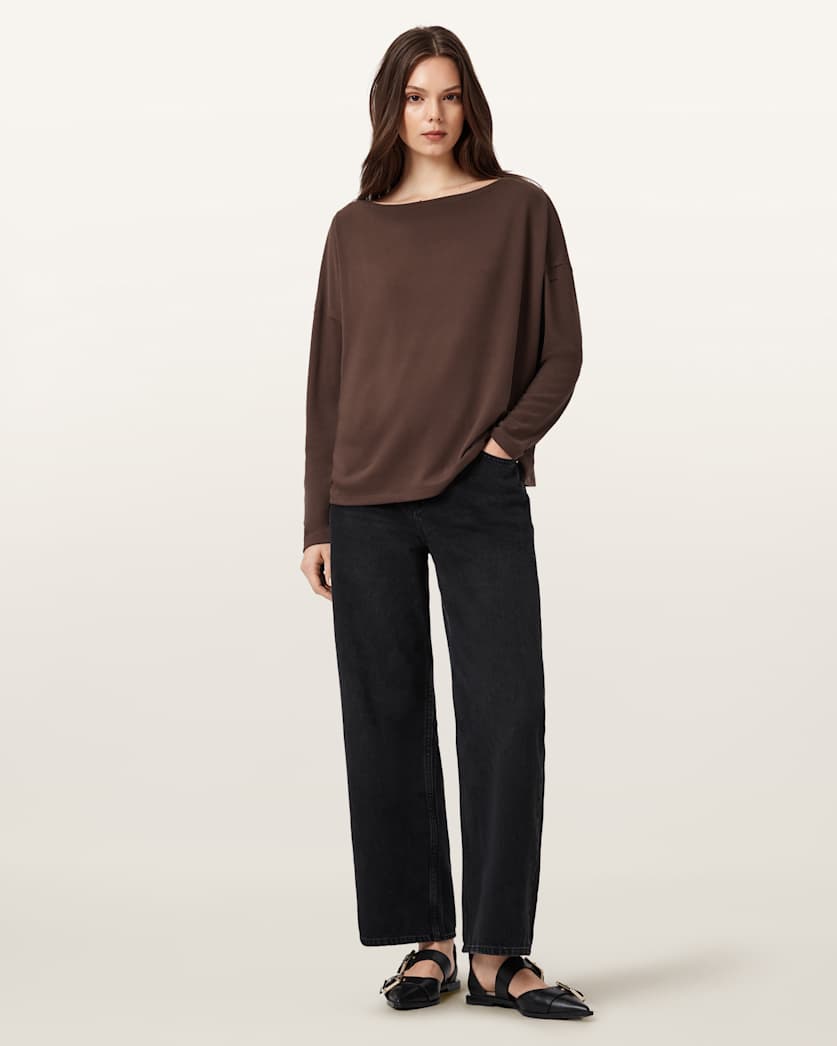 AllSaints Rita Relaxed Fit T Shirt Women's Bitter Brown Women's