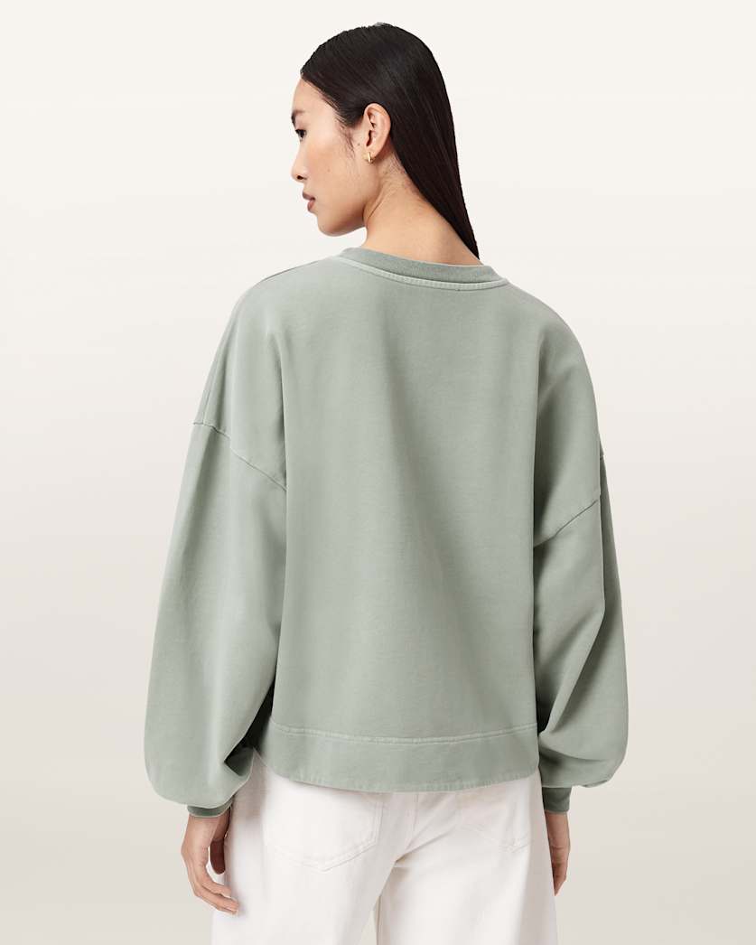 AllSaints Lover Oversized Crew Neck Sweatshirt Women's Abbey Stone Green Women's