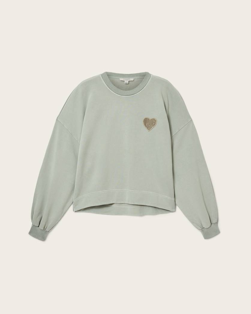AllSaints Lover Oversized Crew Neck Sweatshirt Women's Abbey Stone Green Women's