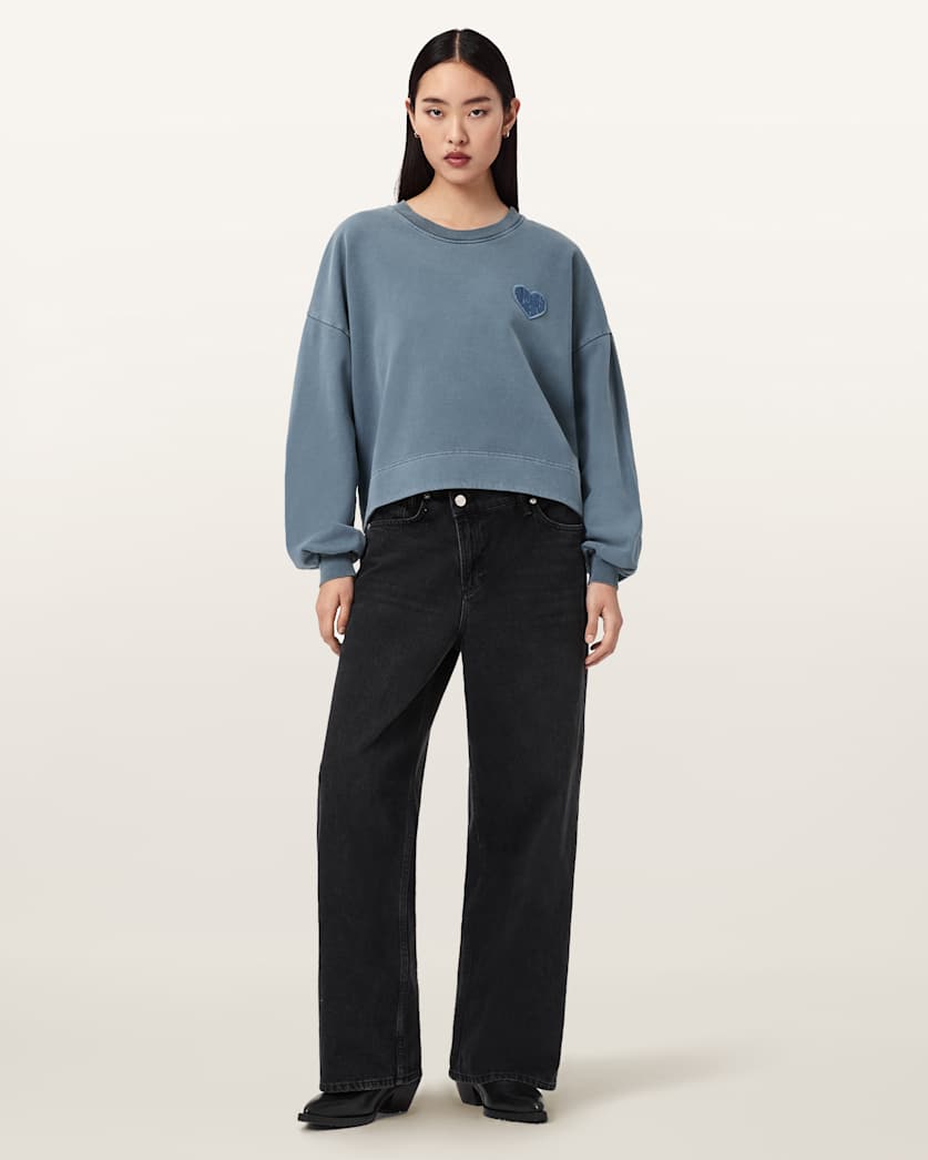 AllSaints Lover Oversized Crew Neck Sweatshirt Women's Abbey Stone Green Women's