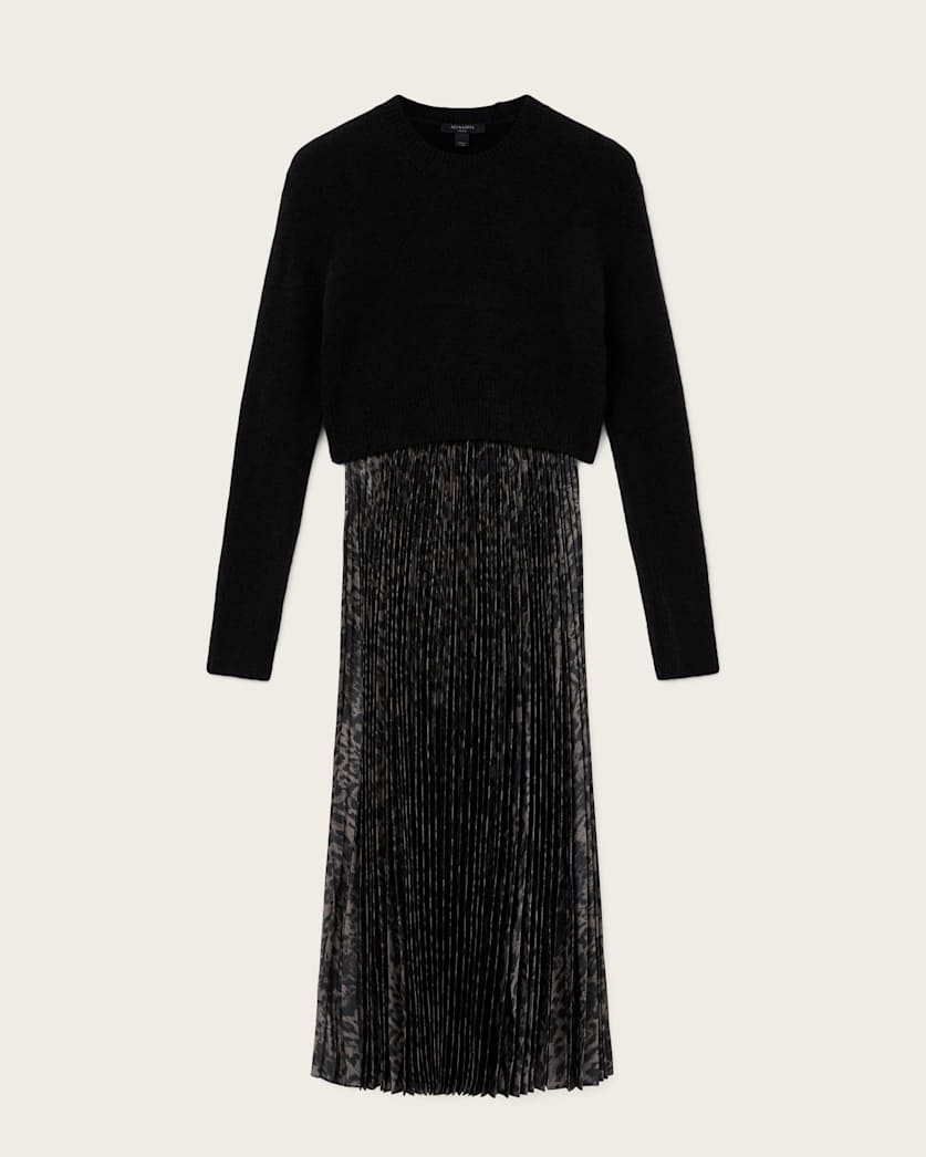 AllSaints Evia 2 In 1 Dress Women's Black/Fango Green Women's