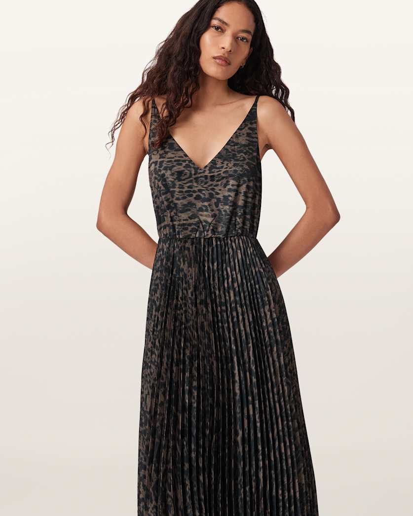 AllSaints Evia 2 In 1 Dress Women's Black/Fango Green Women's