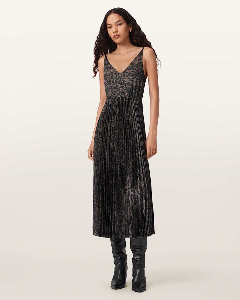 AllSaints Evia 2 In 1 Dress Women's Black/Fango Green Women's