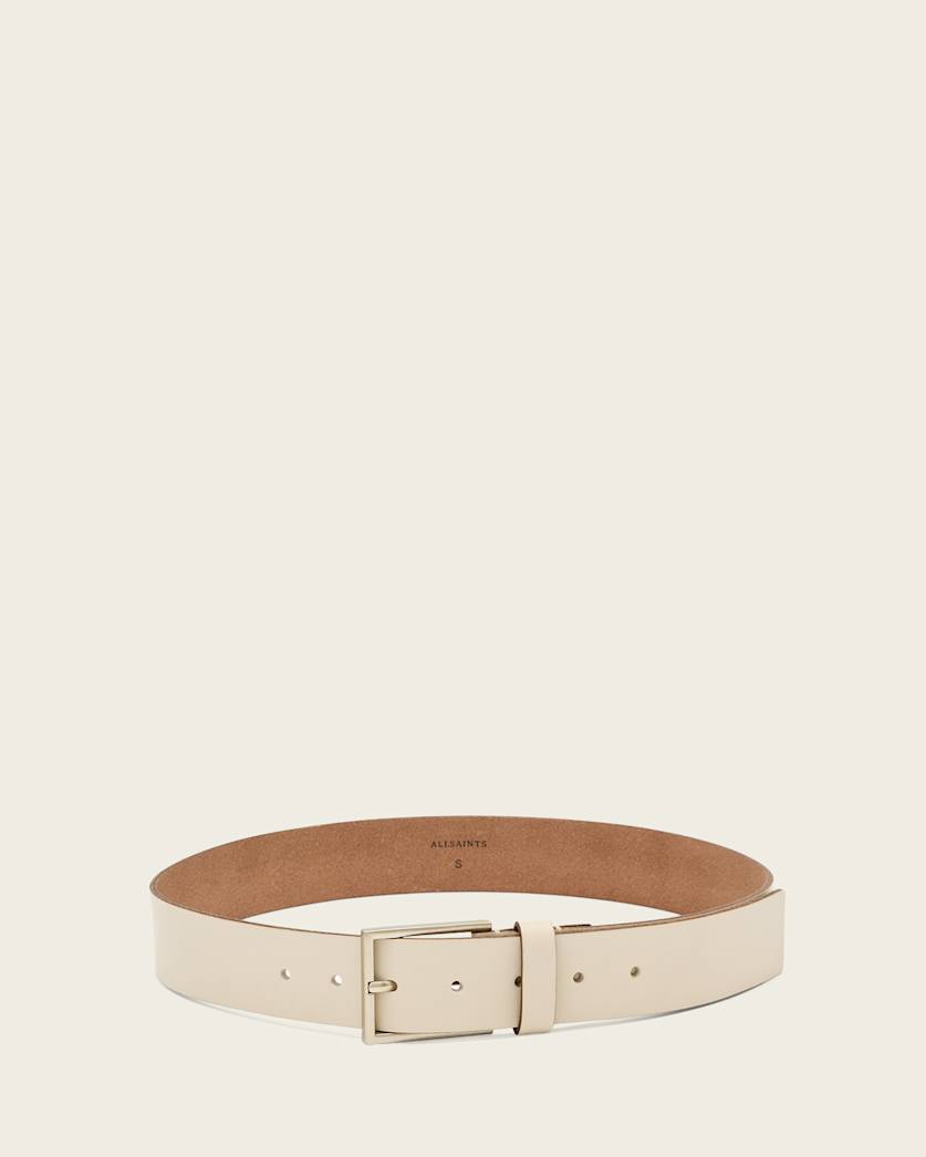AllSaints Etta Leather Belt Women's Gypsum White Women's