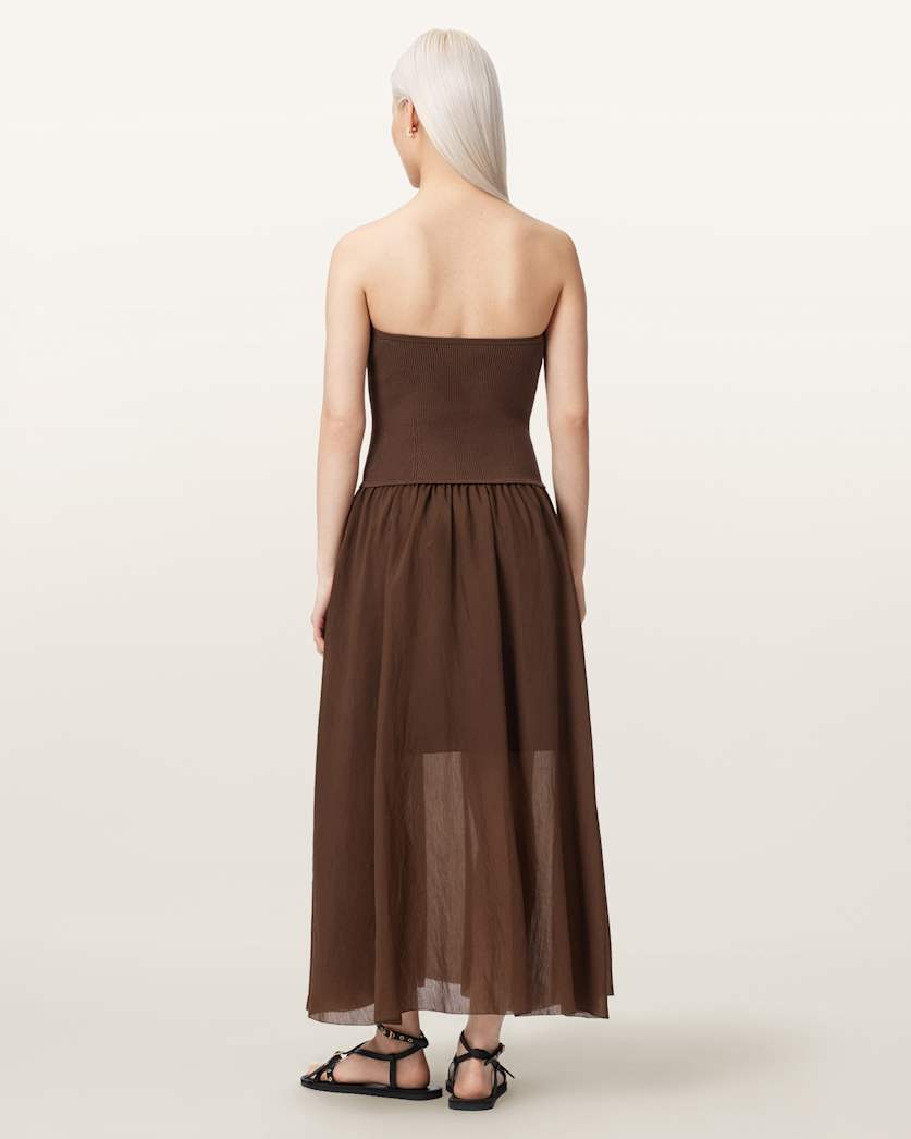 AllSaints Tegan Hybrid Bodycon Maxi Dress Women's Penny Brown Women's