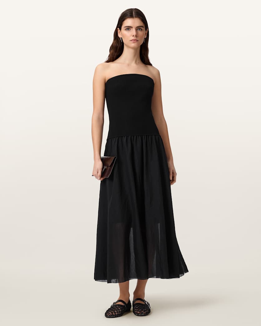 AllSaints Tegan Hybrid Bodycon Maxi Dress Women's Penny Brown Women's