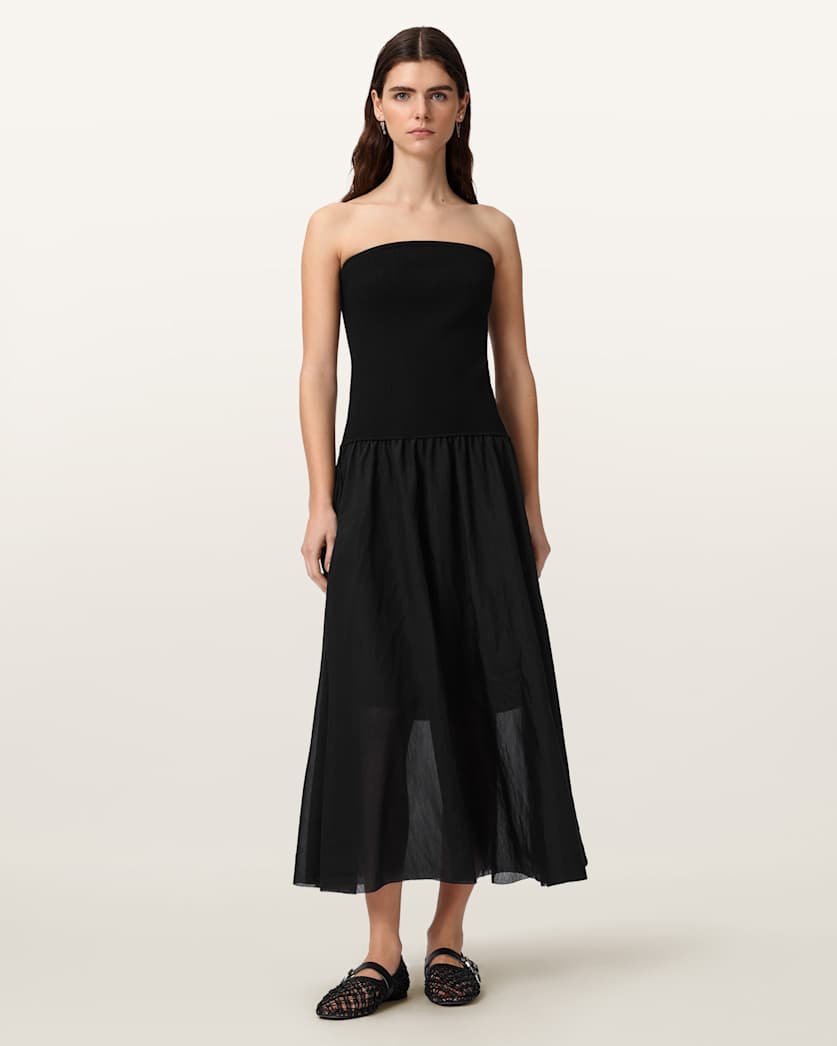 AllSaints Tegan Hybrid Bodycon Maxi Dress Women's Penny Brown Women's