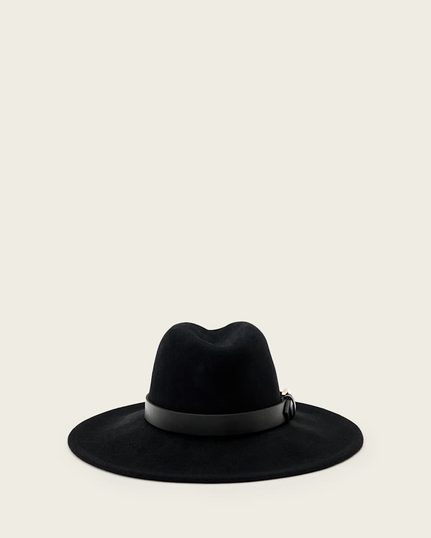 AllSaints Fae Wool Fedora Women's Black/Warm Brass Women's