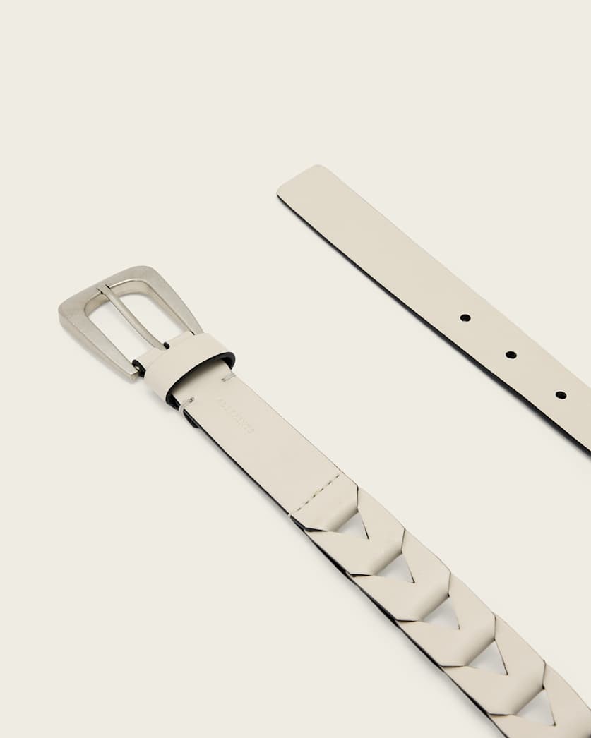 AllSaints Sage Cut Out Leather Belt Women's Gypsum White Women's