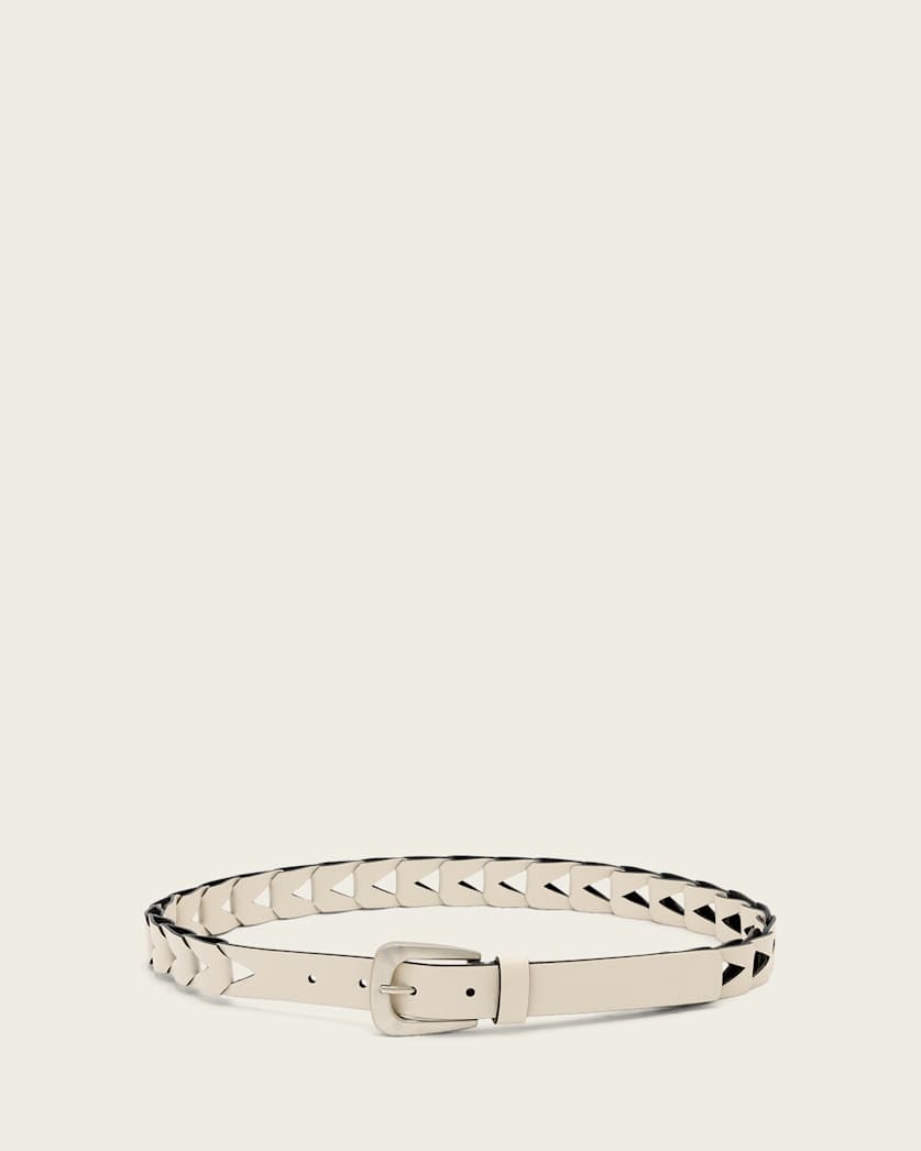 AllSaints Sage Cut Out Leather Belt Women's Gypsum White Women's