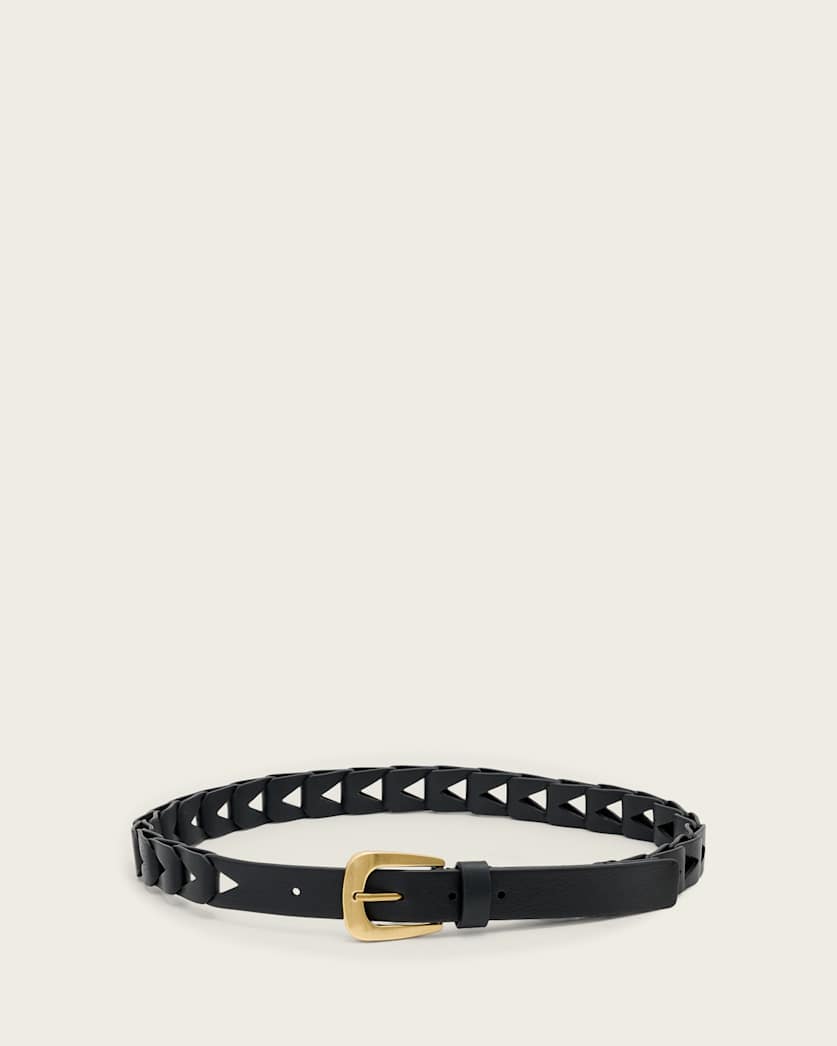AllSaints Sage Cut Out Leather Belt Women's Gypsum White Women's