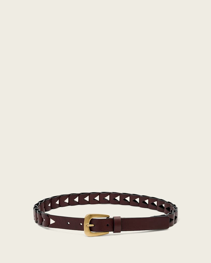 AllSaints Sage Cut Out Leather Belt Women's Gypsum White Women's