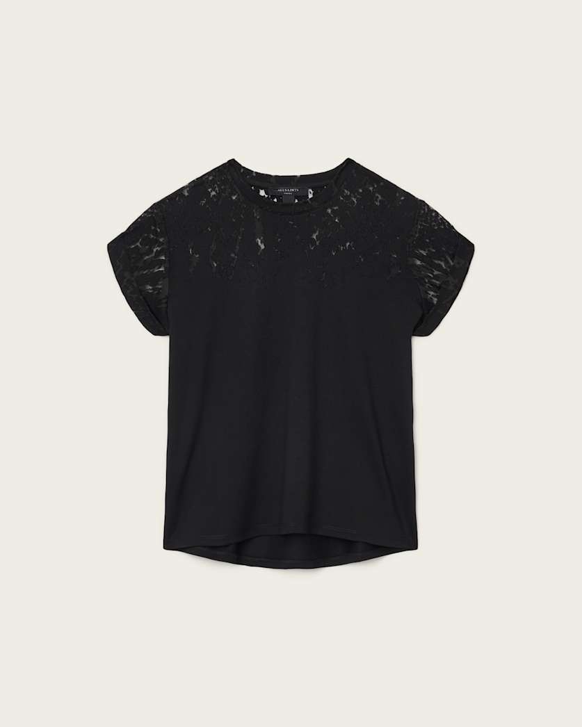 AllSaints Anna Snake Print Devore T Shirt Women's Black Women's