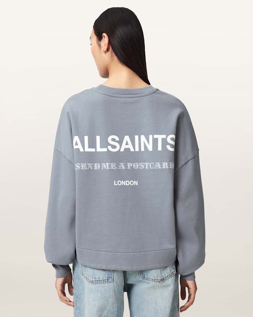 AllSaints Dreamer Lila Oversized Cotton Sweatshirt Women's Quarry Blue Women's
