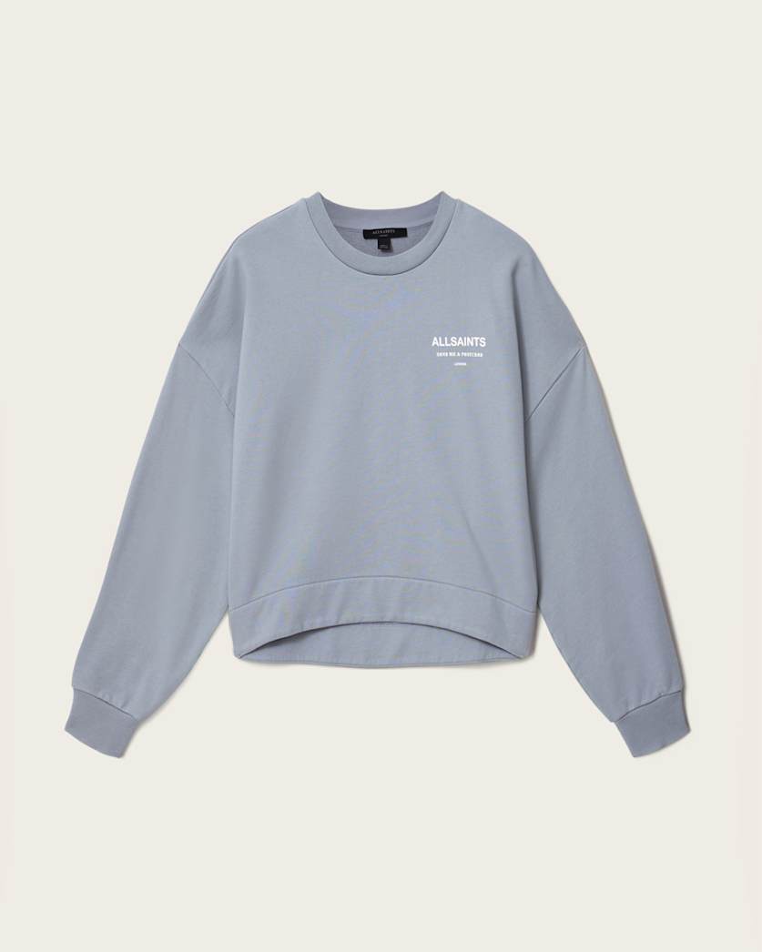 AllSaints Dreamer Lila Oversized Cotton Sweatshirt Women's Quarry Blue Women's