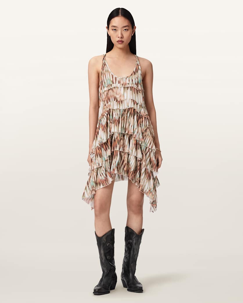 AllSaints Cavarly Relaxed Fit Sleeveless Mini Dress Women's Oceano Soft Pink Women's