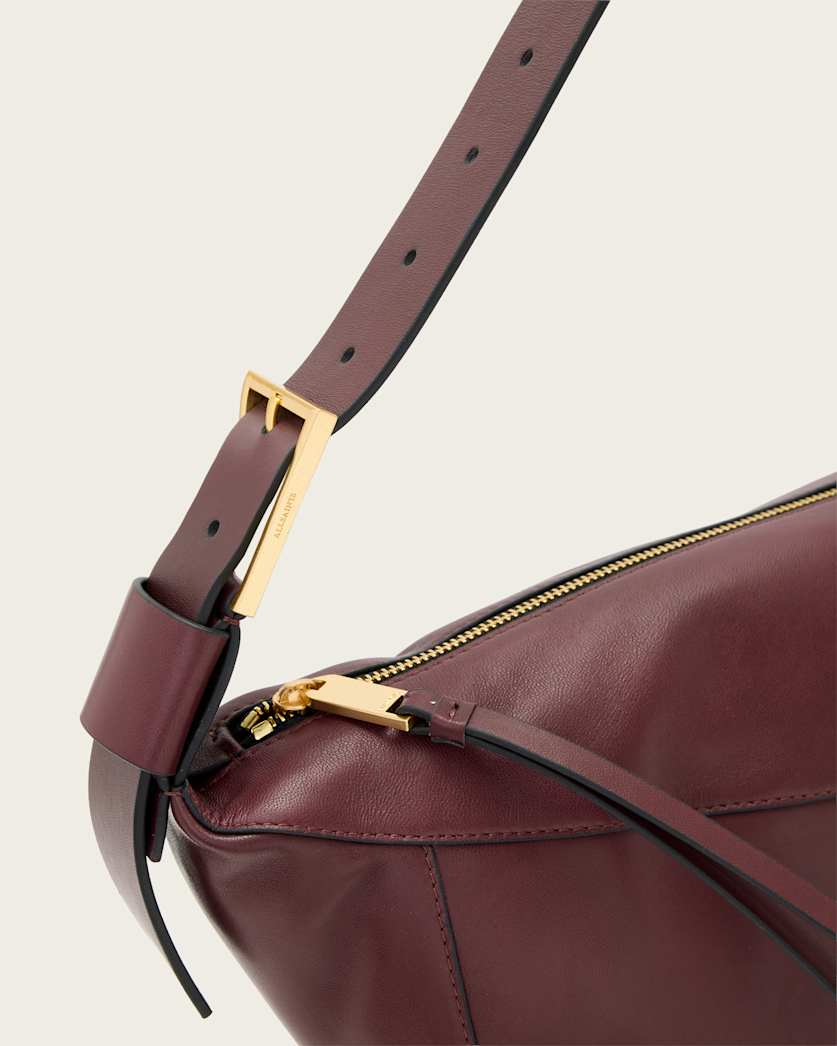 AllSaints Luna Slouchy Leather Shoulder Bag Women's Dark Red Women's
