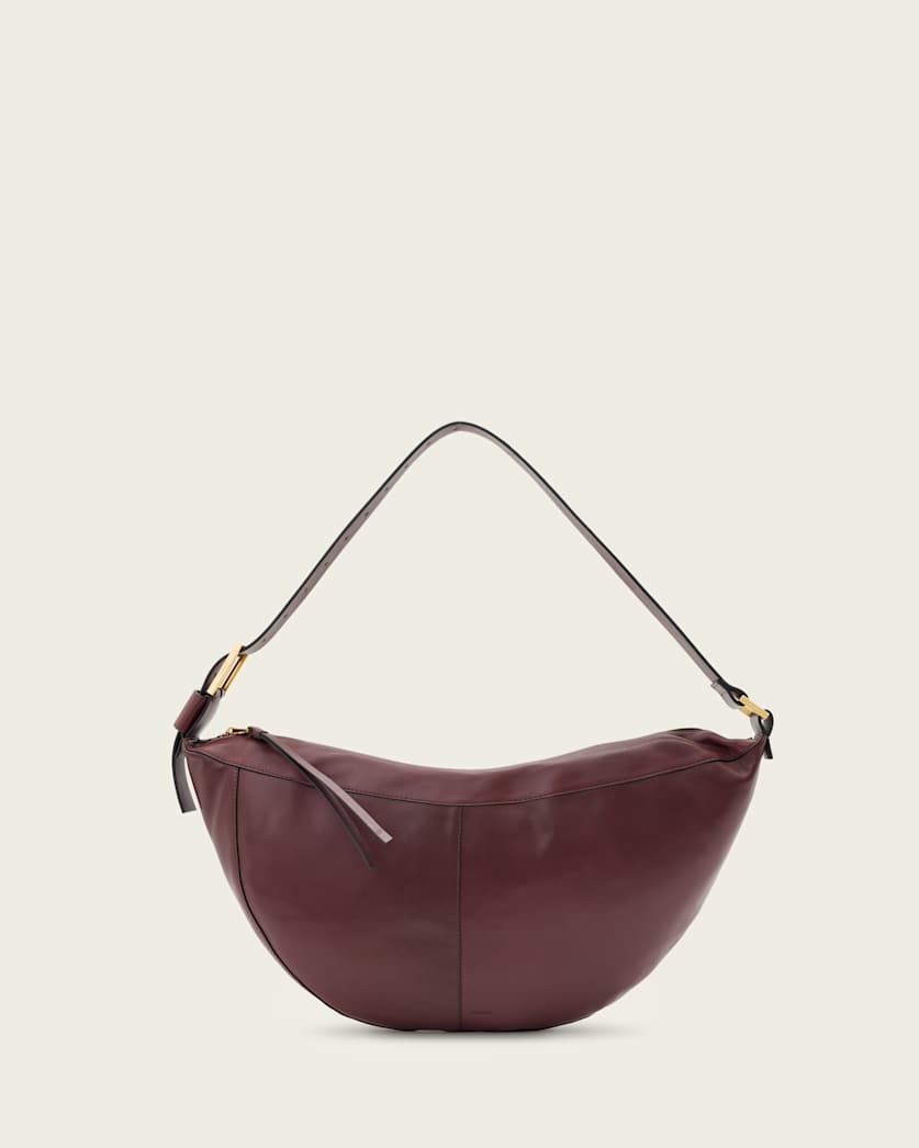 AllSaints Luna Slouchy Leather Shoulder Bag Women's Dark Red Women's