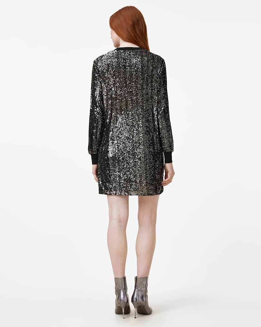 AllSaints Solstice Long Sleeve Sequin Mini Dress Women's Black Women's