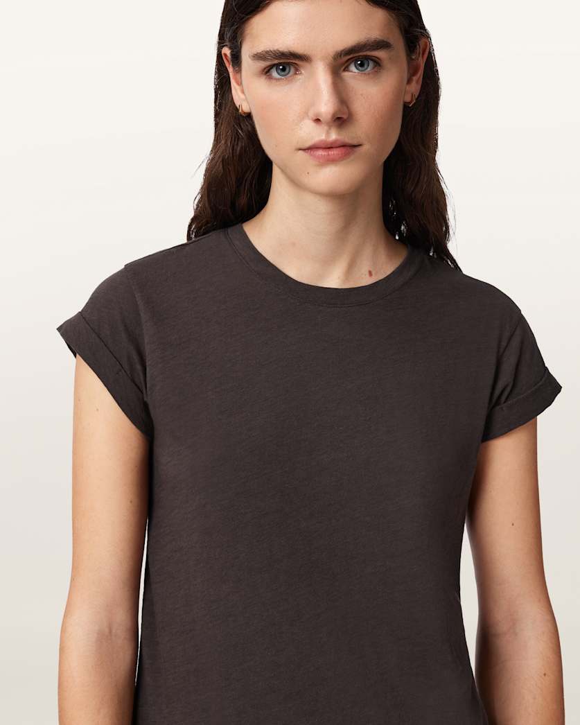 AllSaints Anna Crew Neck Short Sleeve T Shirt Women's Cognac Brown Women's