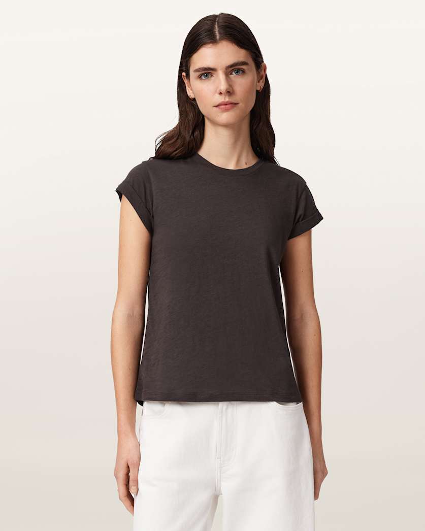 AllSaints Anna Crew Neck Short Sleeve T Shirt Women's Cognac Brown Women's