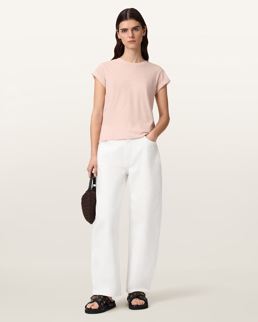 AllSaints Anna Crew Neck Short Sleeve T Shirt Women's Cognac Brown Women's