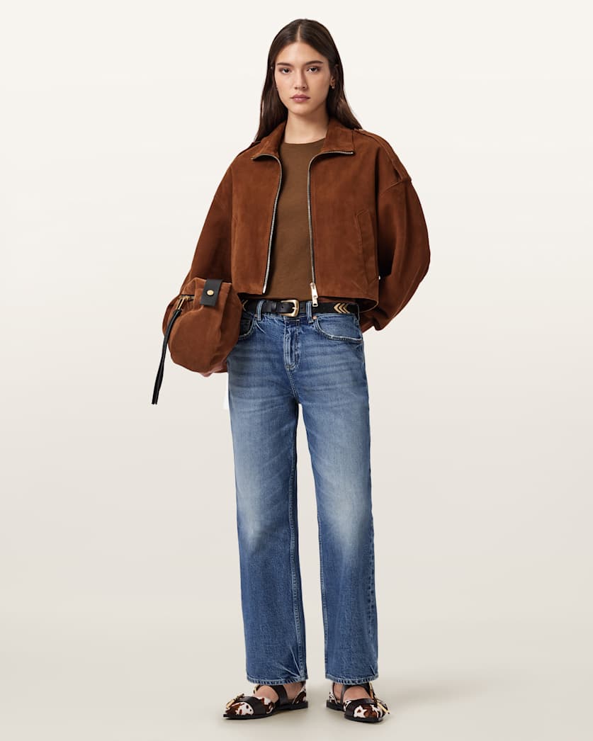 AllSaints Anna Crew Neck Short Sleeve T Shirt Women's Cognac Brown Women's