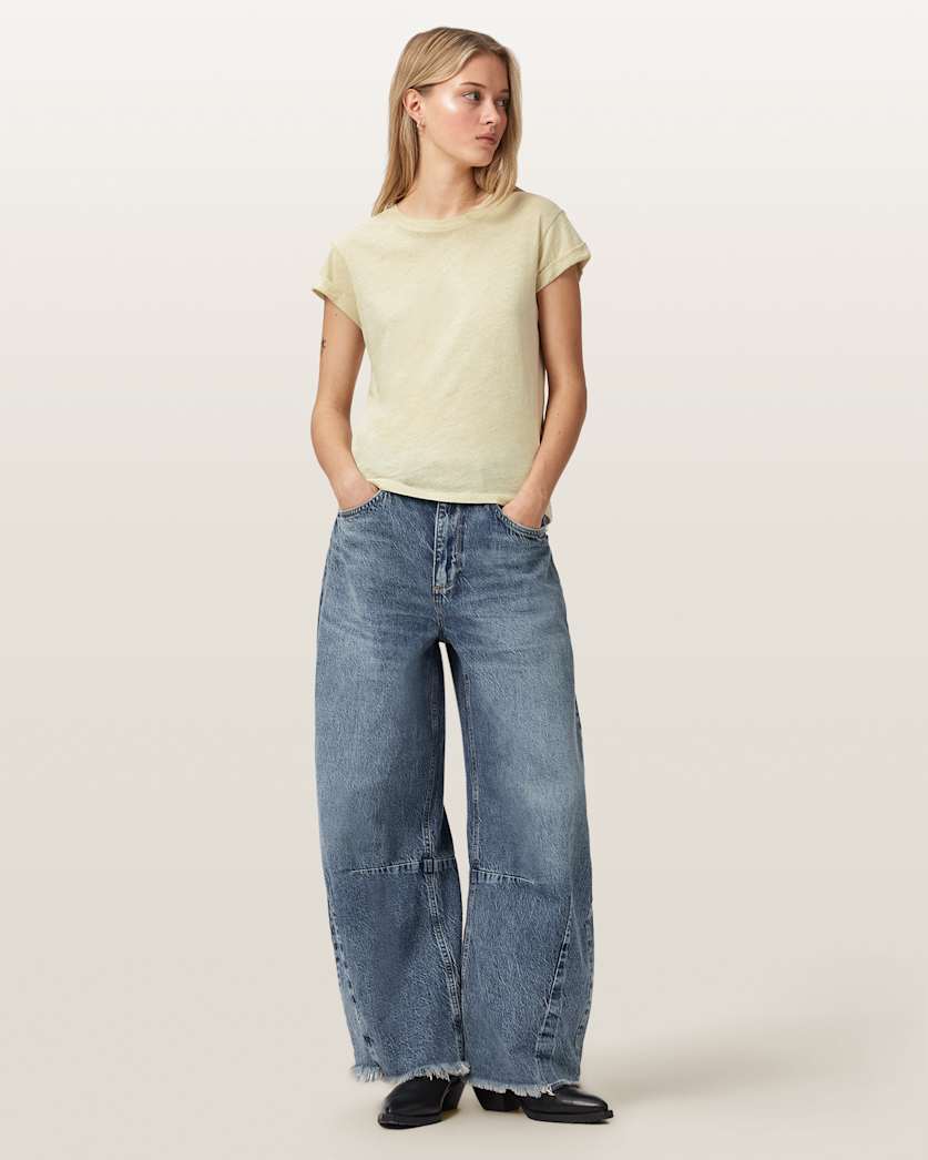 AllSaints Anna Crew Neck Short Sleeve T Shirt Women's Cognac Brown Women's