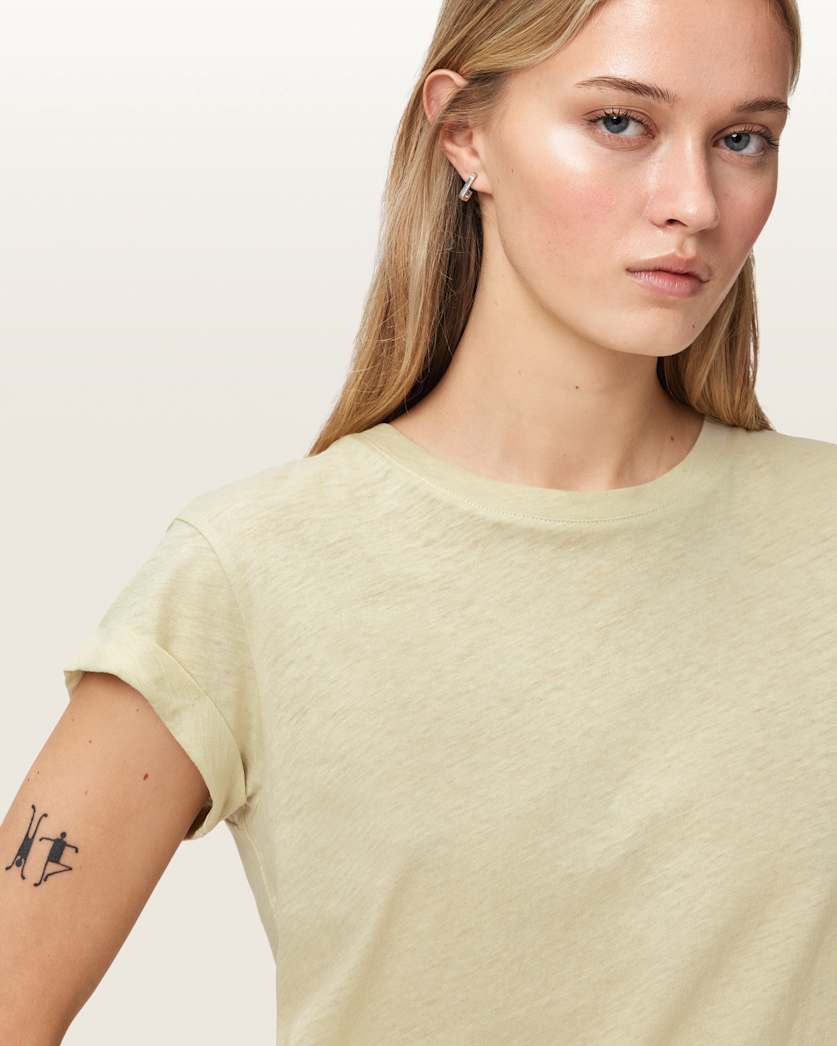 AllSaints Anna Crew Neck Short Sleeve T Shirt Women's Cognac Brown Women's
