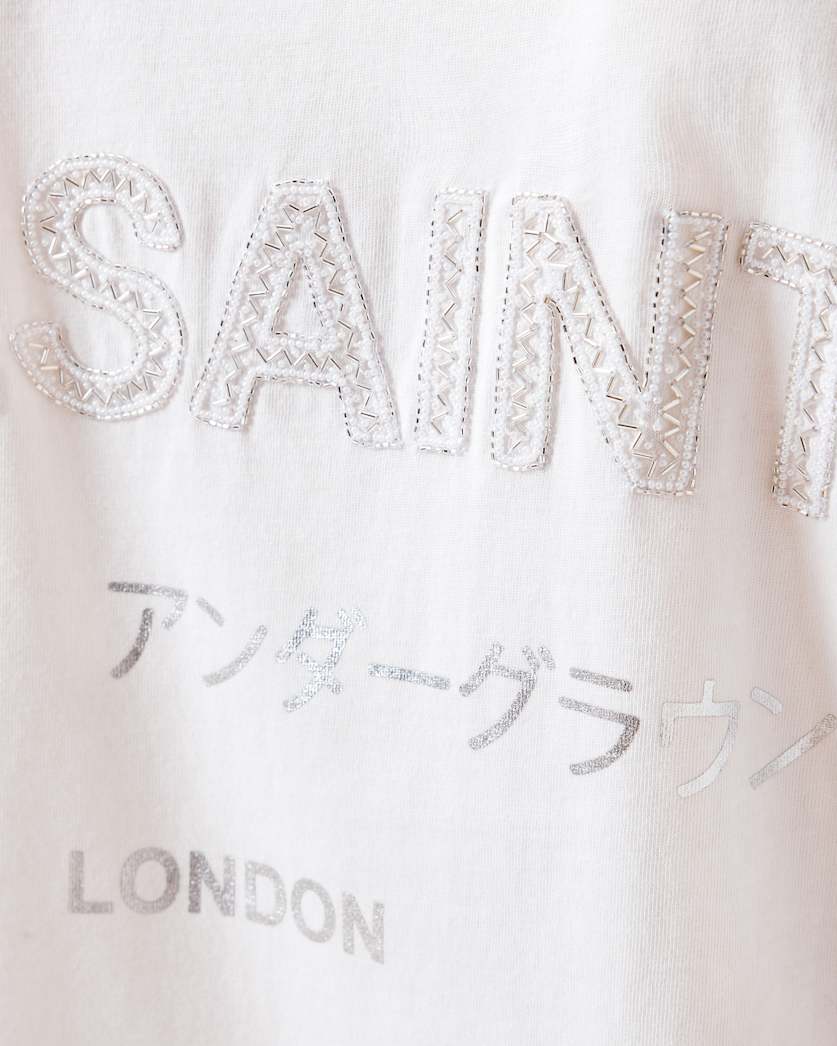 AllSaints Underground Amelie Oversized T Shirt Women's White Women's