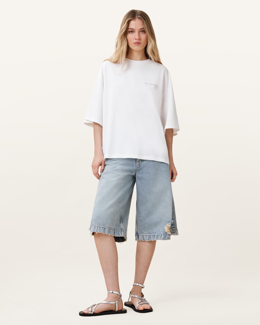 AllSaints Underground Amelie Oversized T Shirt Women's White Women's