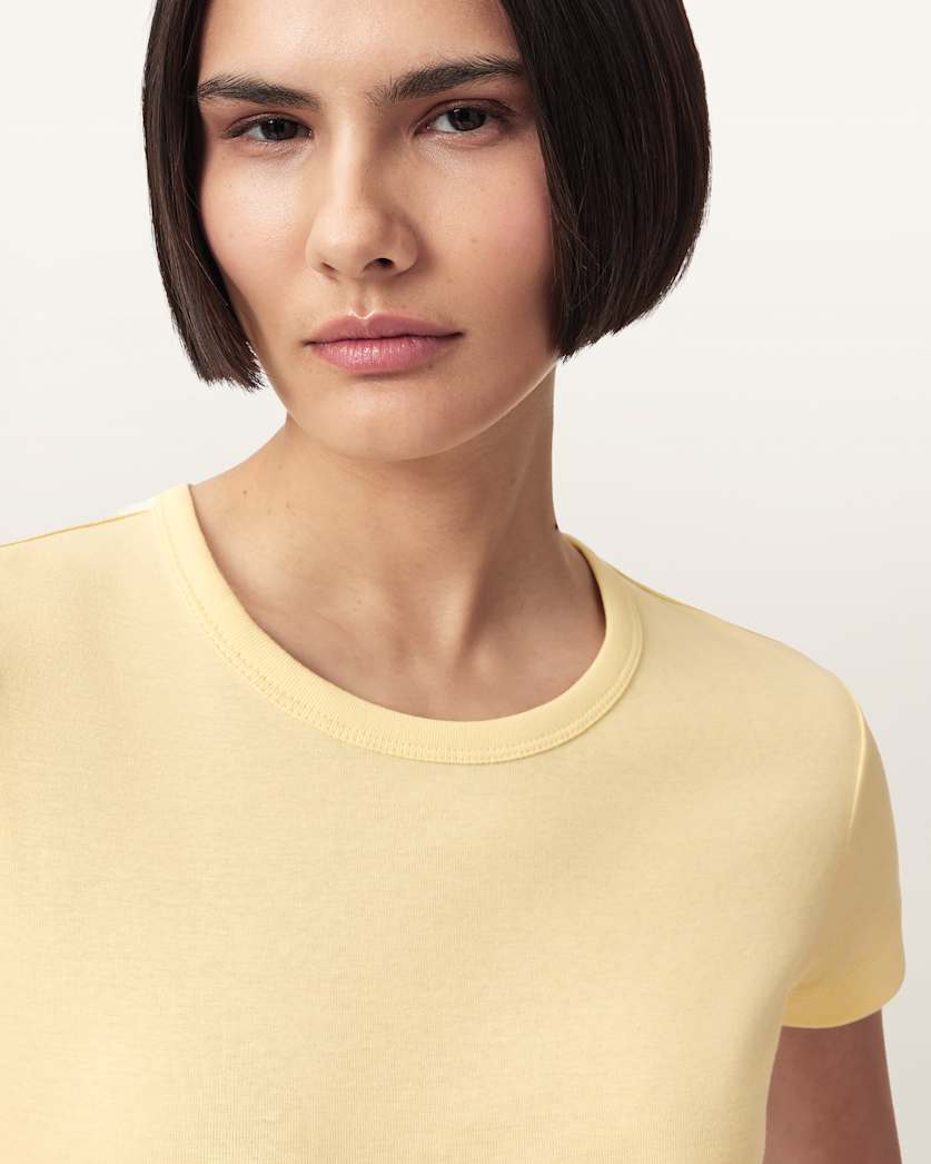 AllSaints Stevie Slim Fit Short Sleeve T Shirt Women's Hay Yellow Women's