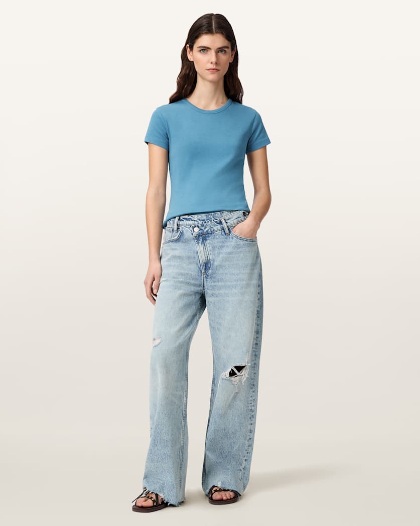AllSaints Stevie Slim Fit Short Sleeve T Shirt Women's Hay Yellow Women's