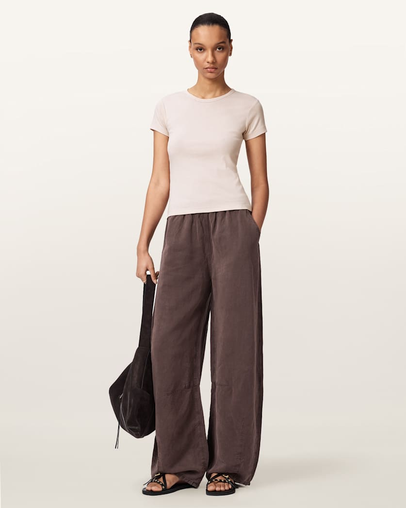 AllSaints Stevie Slim Fit Short Sleeve T Shirt Women's Hay Yellow Women's