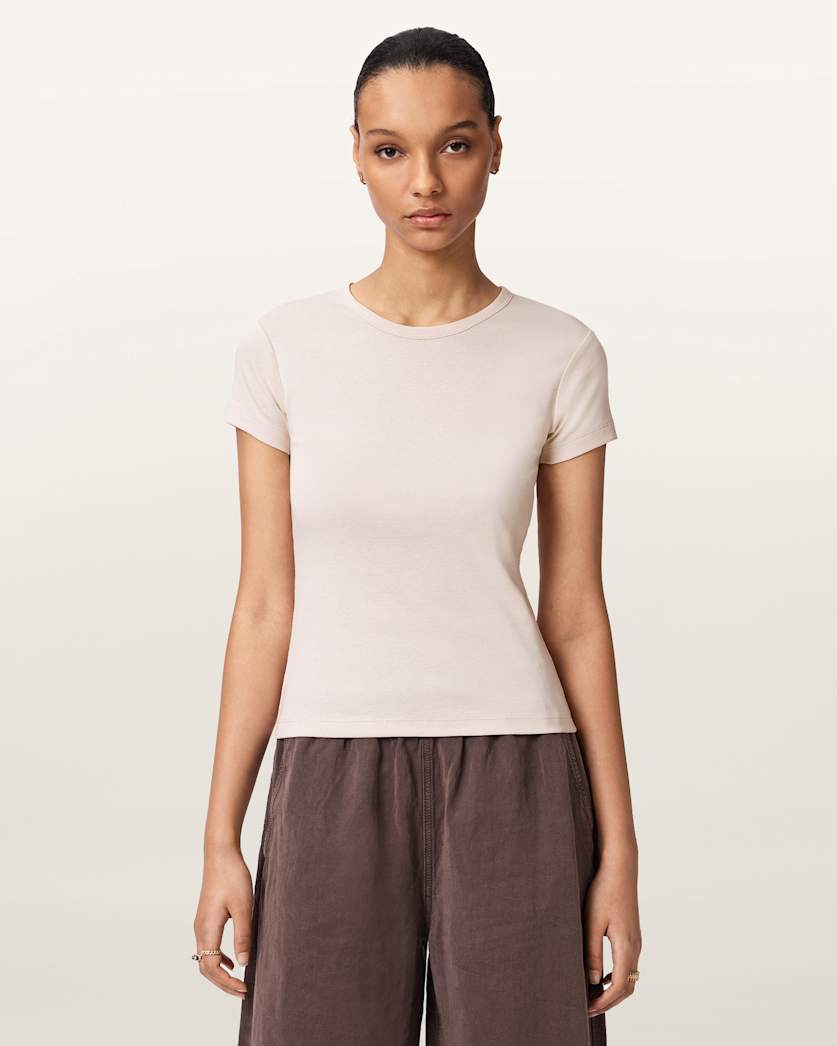 AllSaints Stevie Slim Fit Short Sleeve T Shirt Women's Hay Yellow Women's