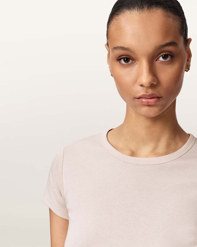 AllSaints Stevie Slim Fit Short Sleeve T Shirt Women's Hay Yellow Women's