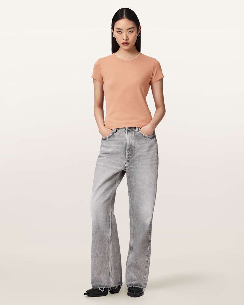 AllSaints Stevie Slim Fit Short Sleeve T Shirt Women's Hay Yellow Women's