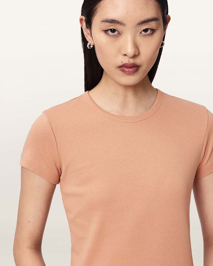 AllSaints Stevie Slim Fit Short Sleeve T Shirt Women's Hay Yellow Women's