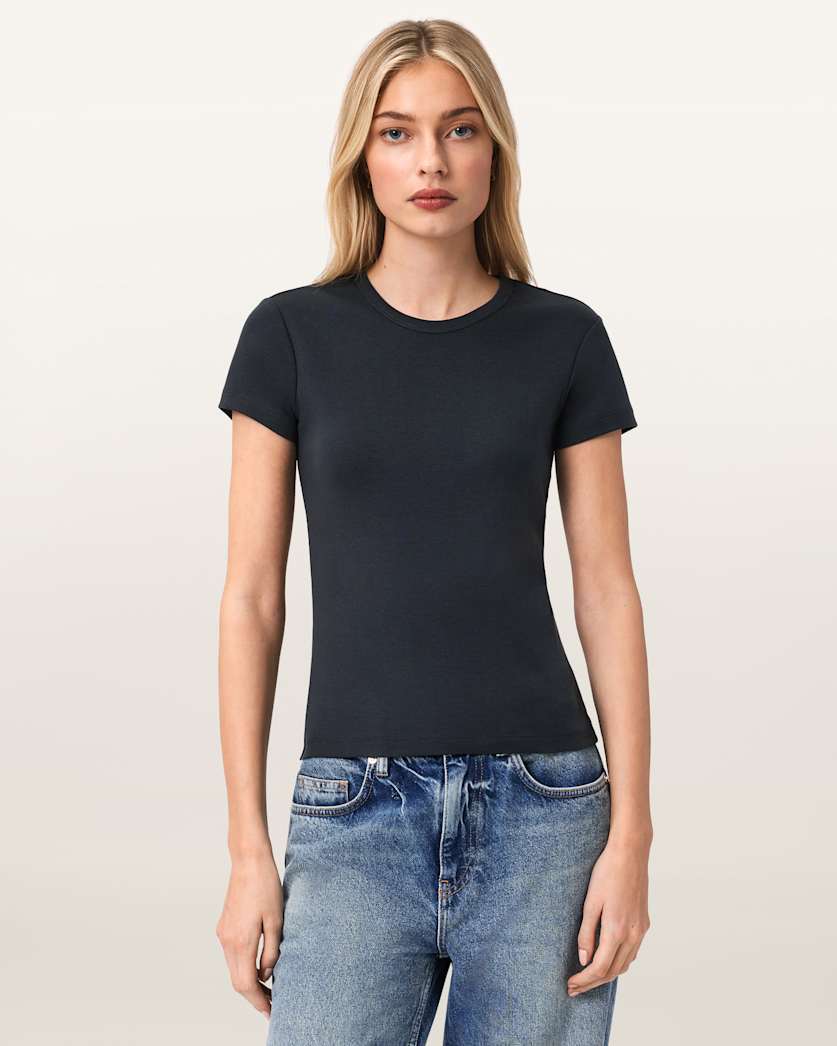 AllSaints Stevie Slim Fit Short Sleeve T Shirt Women's Hay Yellow Women's