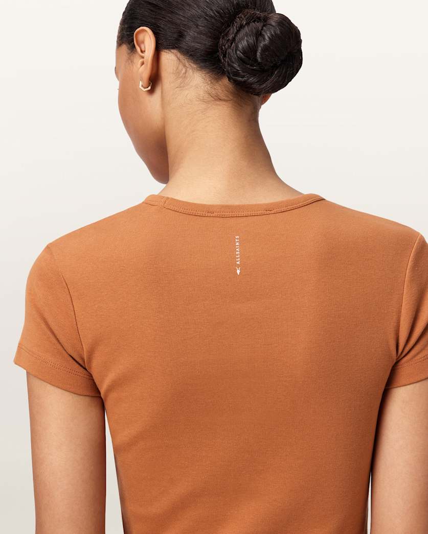 AllSaints Stevie Slim Fit Short Sleeve T Shirt Women's Hay Yellow Women's