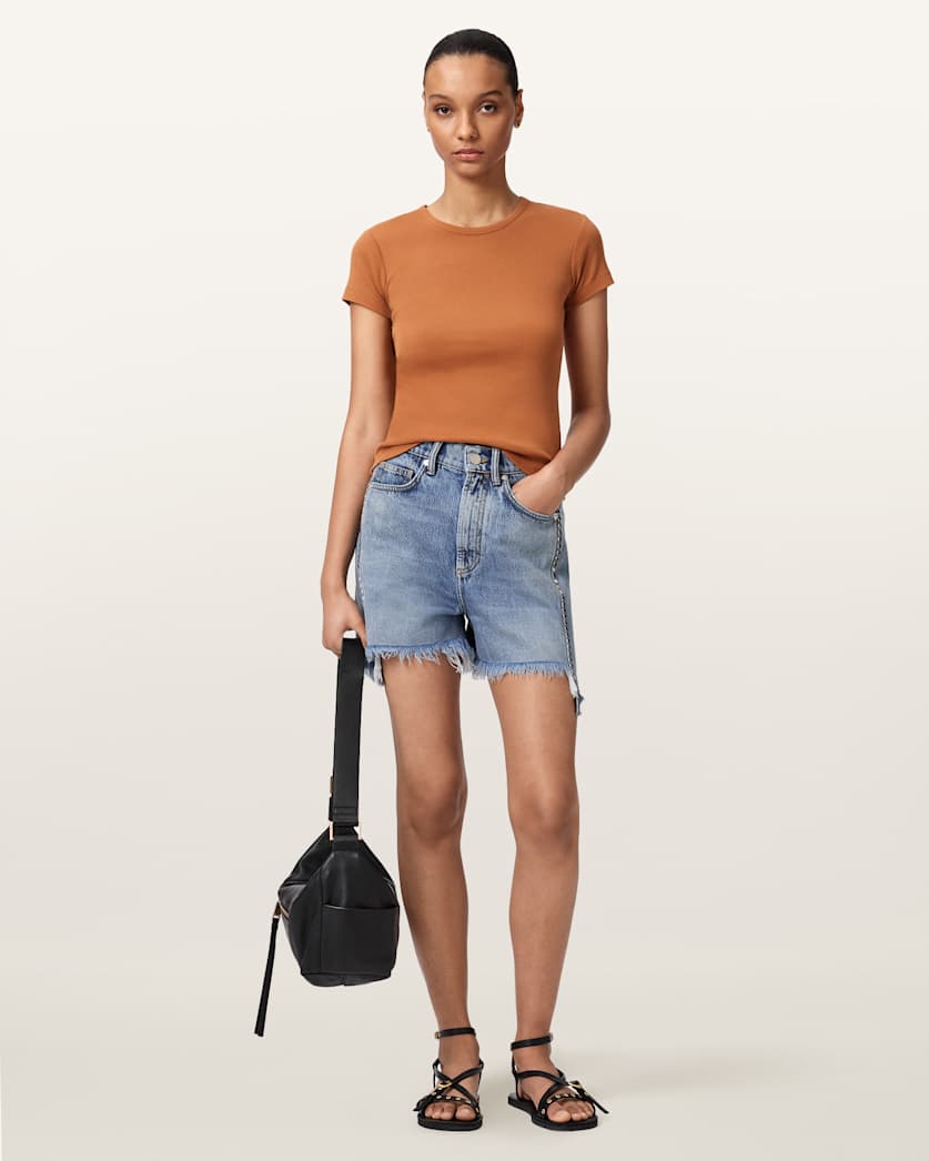 AllSaints Stevie Slim Fit Short Sleeve T Shirt Women's Hay Yellow Women's