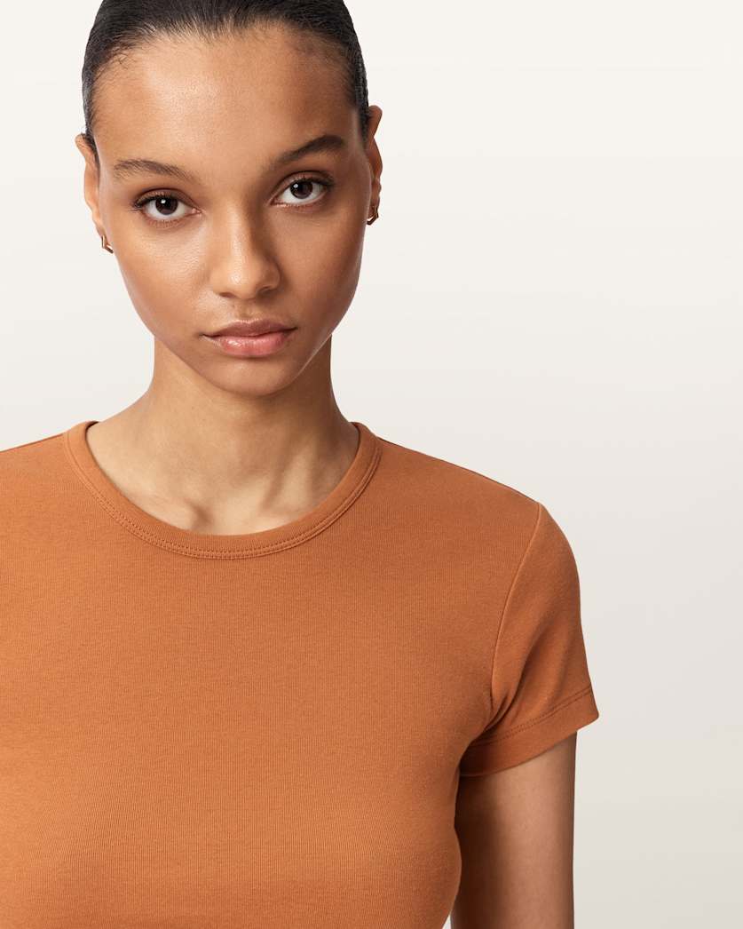 AllSaints Stevie Slim Fit Short Sleeve T Shirt Women's Hay Yellow Women's